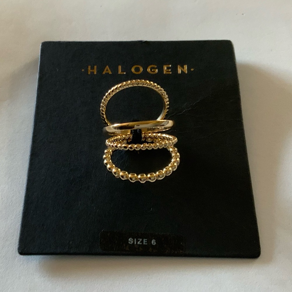 HALOGEN Mixed Texture Metal Ring Stack - Picture 2 of 4